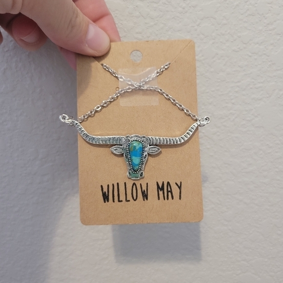 Willow May Longhorn Steer Turqouise Necklace - Picture 2 of 2